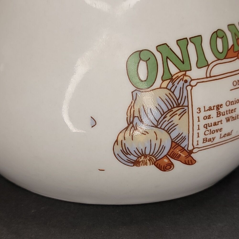 Vintage Ceramic Onion Soup Recipe Mug Bowl With Handle White - Picture 9 of 12